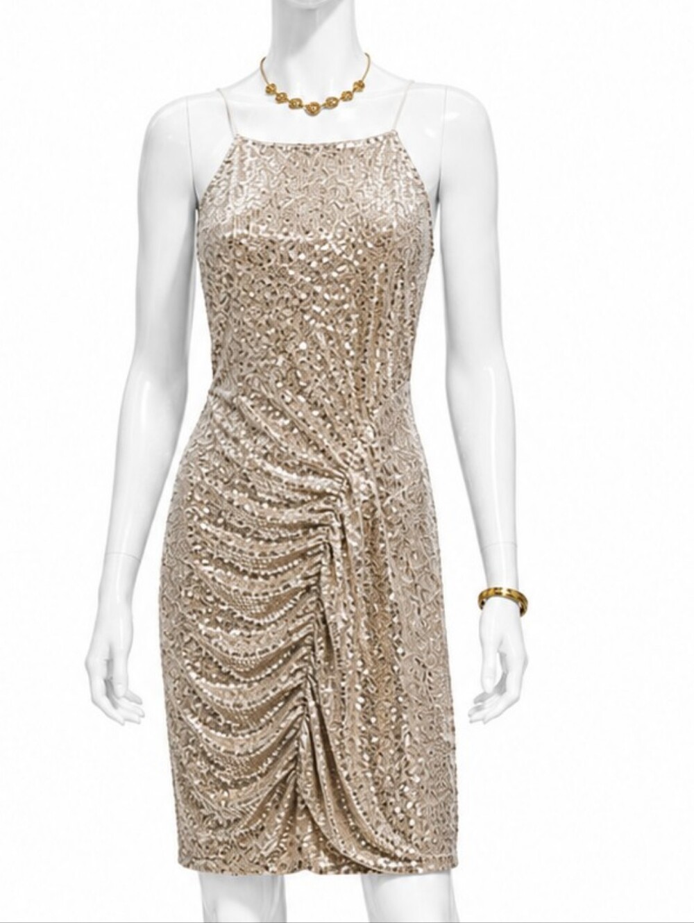 Parker Black Alina Sequins Bodycon Sparkling Halter Dress Size 12 Like New